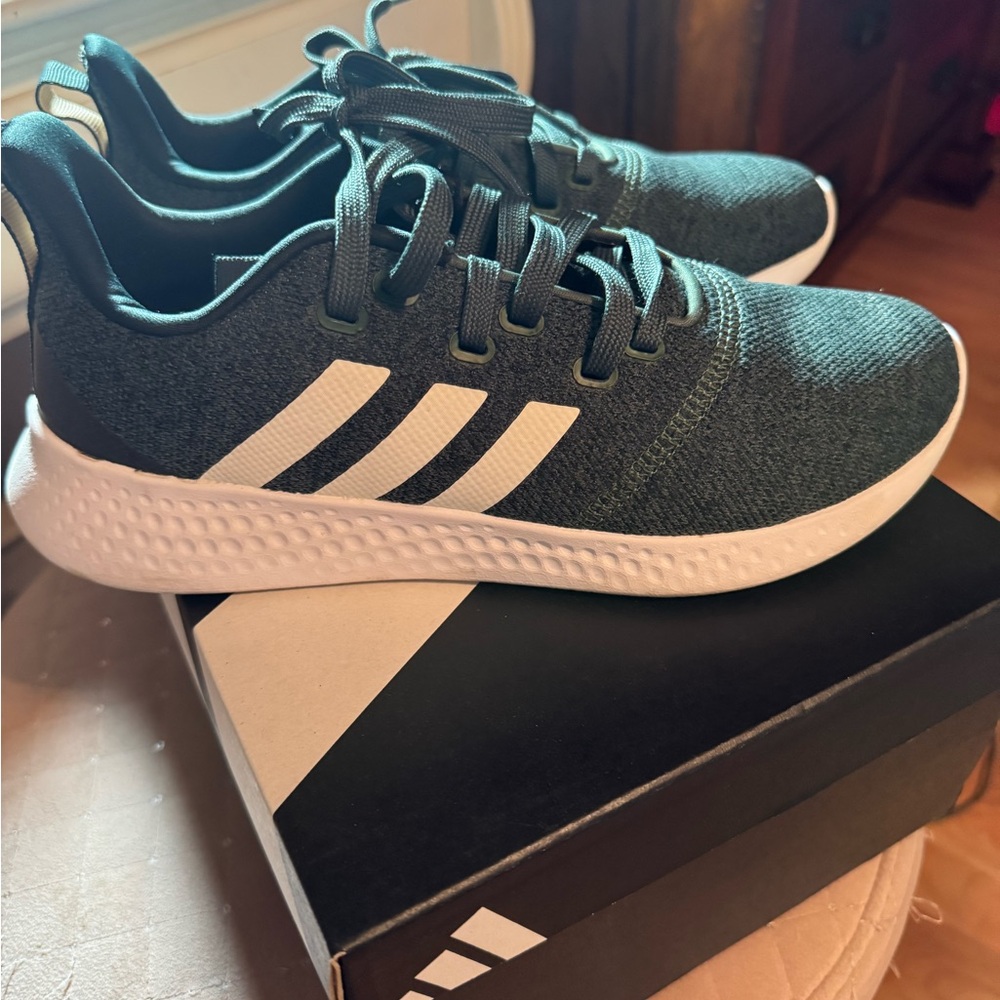 Adidas Dark Green and White Running Shoes